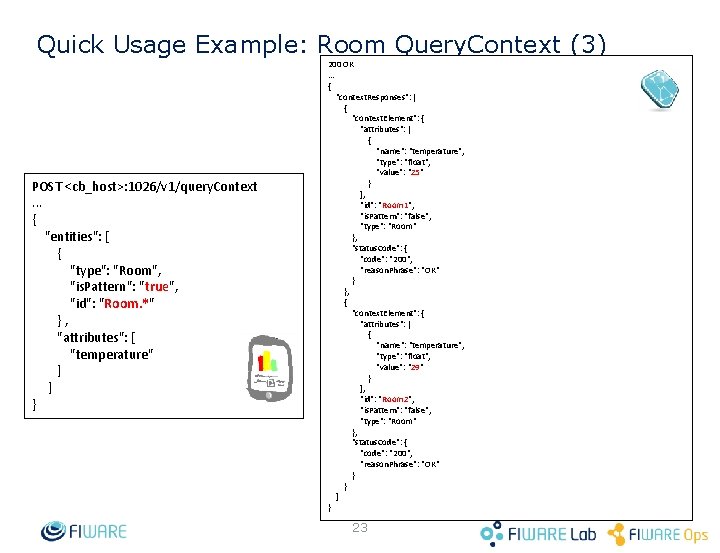 Quick Usage Example: Room Query. Context (3) POST <cb_host>: 1026/v 1/query. Context. . .