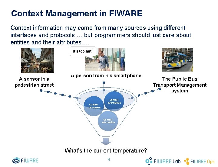 Context Management in FIWARE Context information may come from many sources using different interfaces