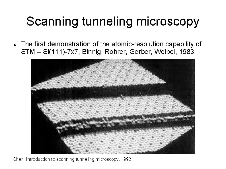 Scanning tunneling microscopy The first demonstration of the atomic-resolution capability of STM – Si(111)-7