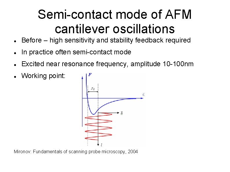 Semi-contact mode of AFM cantilever oscillations Before – high sensitivity and stability feedback required