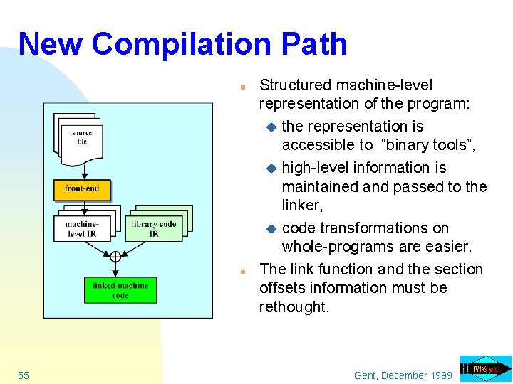New Compilation Path n n 55 Structured machine-level representation of the program: u the