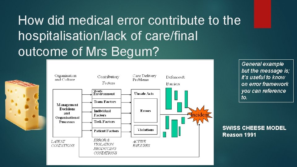 How did medical error contribute to the hospitalisation/lack of care/final outcome of Mrs Begum?