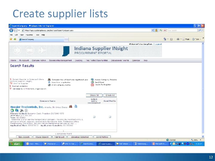 Create supplier lists 12 