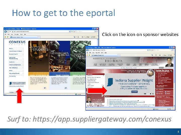 How to get to the eportal Click on the icon on sponsor websites Surf