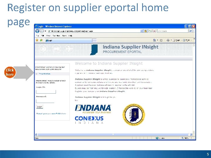 Register on supplier eportal home page Click here 5 