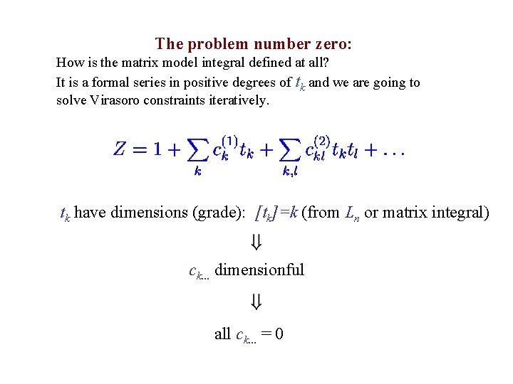 The problem number zero: How is the matrix model integral defined at all? It
