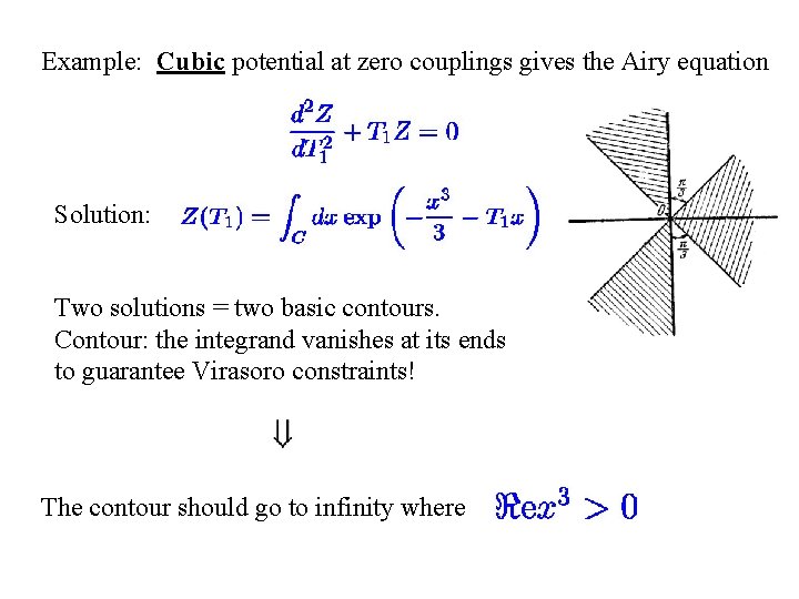 Example: Cubic potential at zero couplings gives the Airy equation Solution: Two solutions =