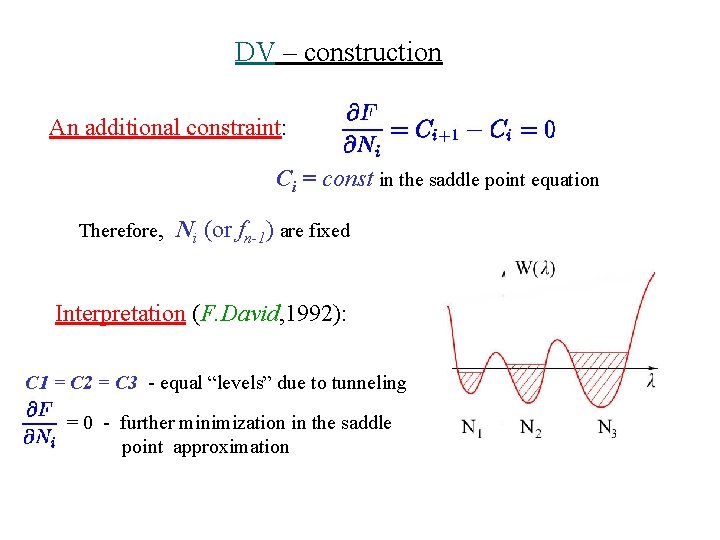 DV – construction An additional constraint: Ci = const in the saddle point equation