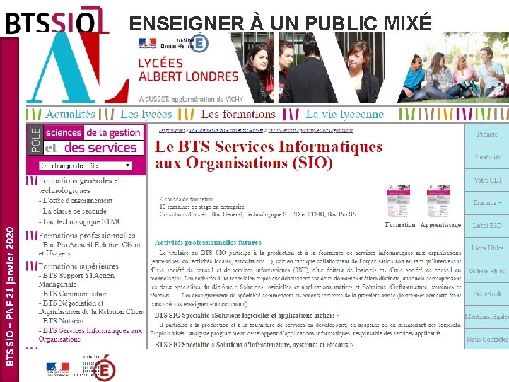 ENSEIGNER À UN PUBLIC MIXÉ BTS SIO – PNF 21 janvier 2020 Ø Un