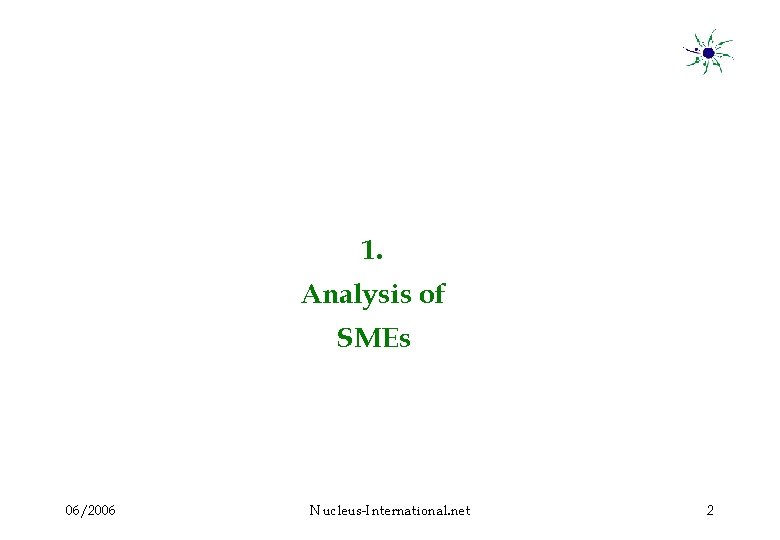 1. Analysis of SMEs 06/2006 Nucleus-International. net 2 