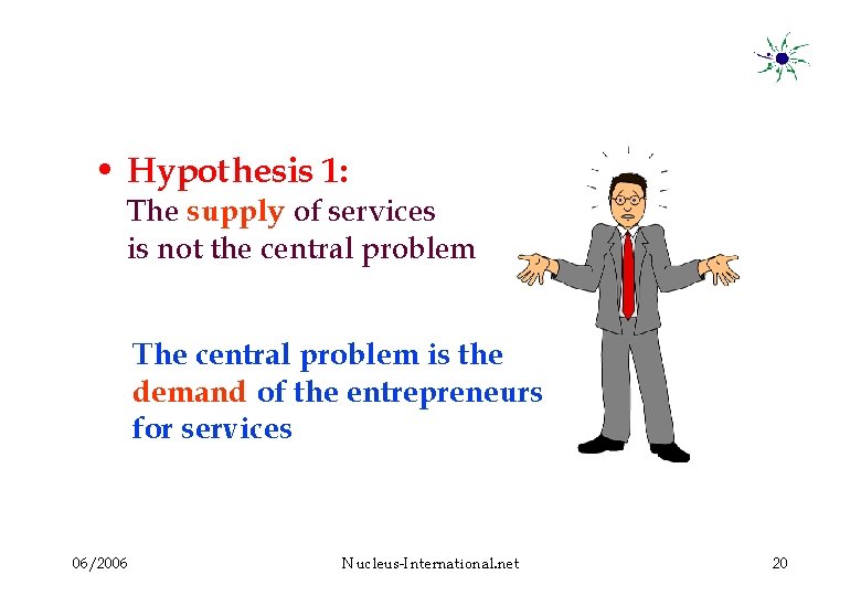  • Hypothesis 1: The supply of services is not the central problem The