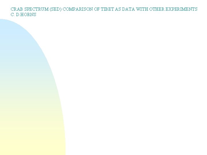 CRAB SPECTRUM (SED) COMPARISON OF TIBET AS DATA WITH OTHER EXPERIMENTS C. D. HORNS