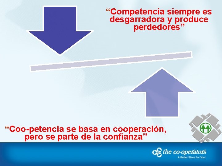 “Competencia siempre es desgarradora y produce perdedores” “Coo-petencia se basa en cooperación, pero se