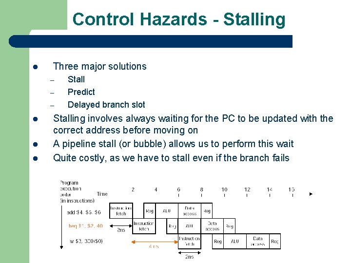 Control Hazards - Stalling l Three major solutions – – – l l l