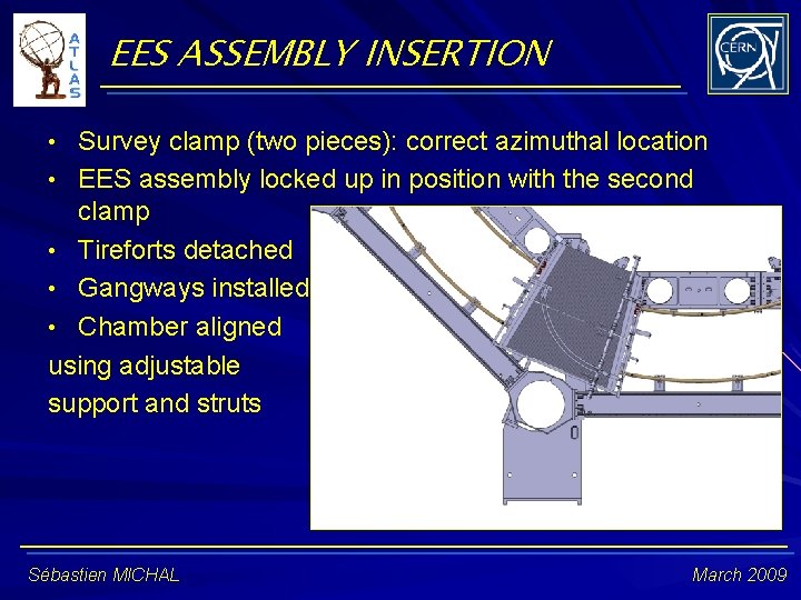 EES ASSEMBLY INSERTION • Survey clamp (two pieces): correct azimuthal location • EES assembly