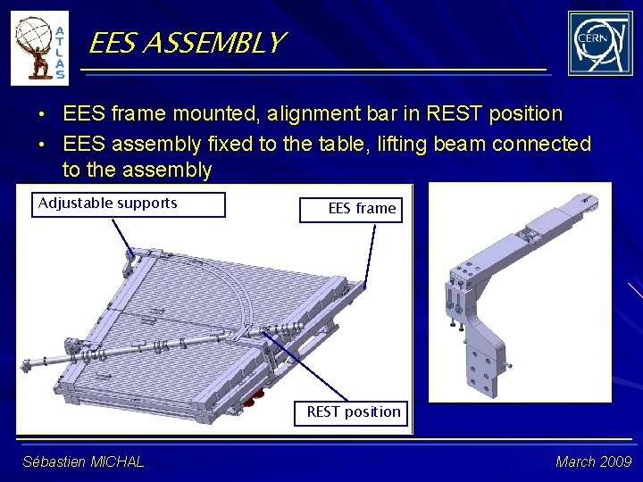 EES ASSEMBLY • EES frame mounted, alignment bar in REST position • EES assembly