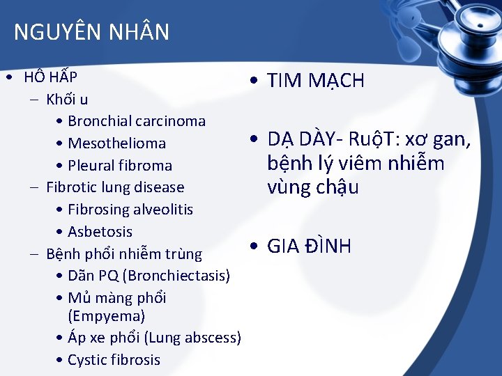 NGUYÊN NH N • HÔ HẤP – Khối u • Bronchial carcinoma • Mesothelioma