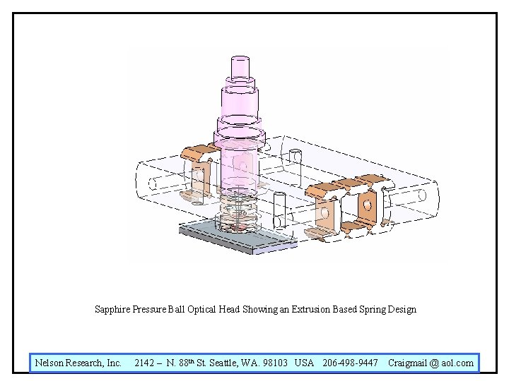 Sapphire Pressure Ball Optical Head Showing an Extrusion Based Spring Design Nelson Research, Inc. Sapphire Pressure Ball Optical Head Showing an Extrusion Based Spring Design Nelson Research, Inc.