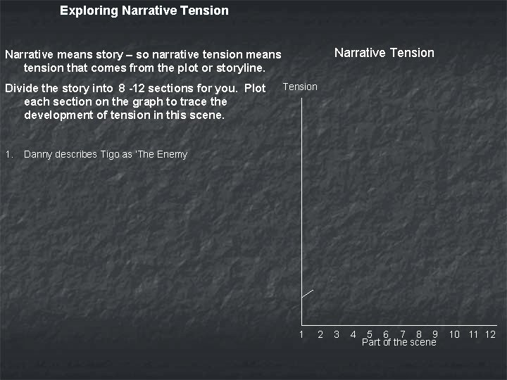Exploring Narrative Tension Narrative means story – so narrative tension means tension that comes