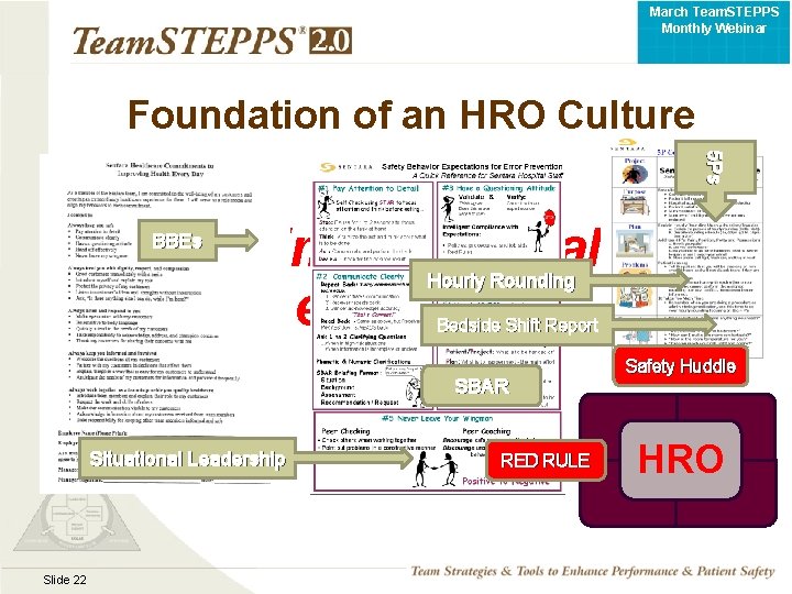 March Team. STEPPS Monthly Webinar Foundation of an HRO Culture 5 Ps We improve
