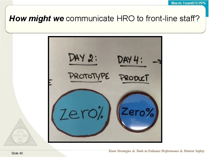 March Team. STEPPS Monthly Webinar How might we communicate HRO to front-line staff? Slide