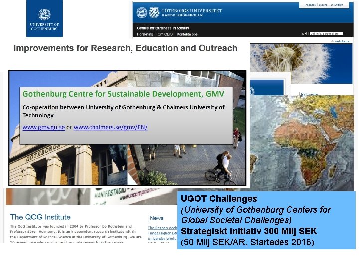 UGOT Challenges (University of Gothenburg Centers for Global Societal Challenges) Strategiskt initiativ 300 Milj