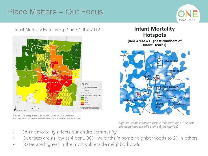 Place Matters – Our Focus Infant Mortality Rate by Zip Code: 2007 -2012 Source: