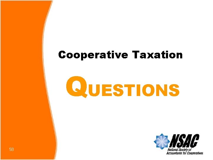 Cooperative Taxation QUESTIONS 58 
