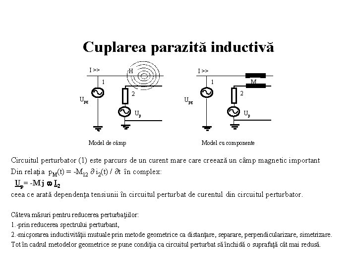 Cuplarea parazită inductivă I >> H I >> 1 1 Upg 2 Upg Up