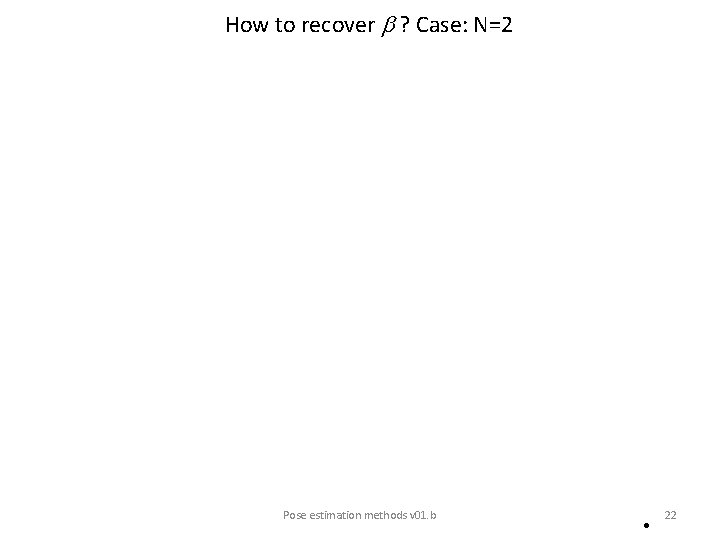 How to recover ? Case: N=2 Pose estimation methods v 01. b 22 •