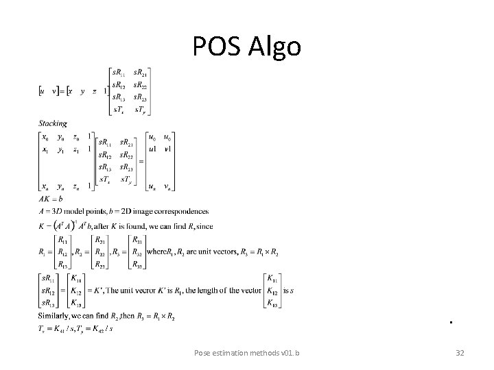 POS Algo • Pose estimation methods v 01. b 32 