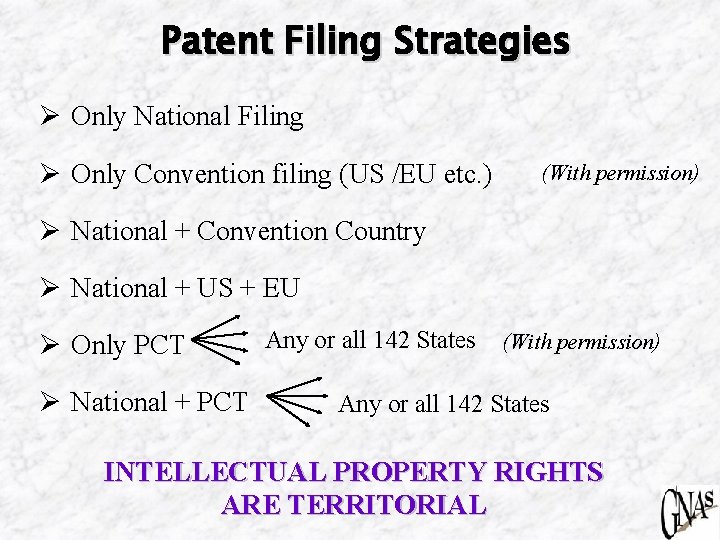 Patent Filing Strategies Ø Only National Filing Ø Only Convention filing (US /EU etc.