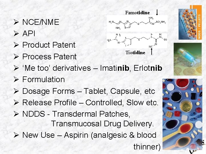 Famotidine Ø Ø Ø Ø Ø NCE/NME API Product Patent Tiotidine Process Patent ‘Me