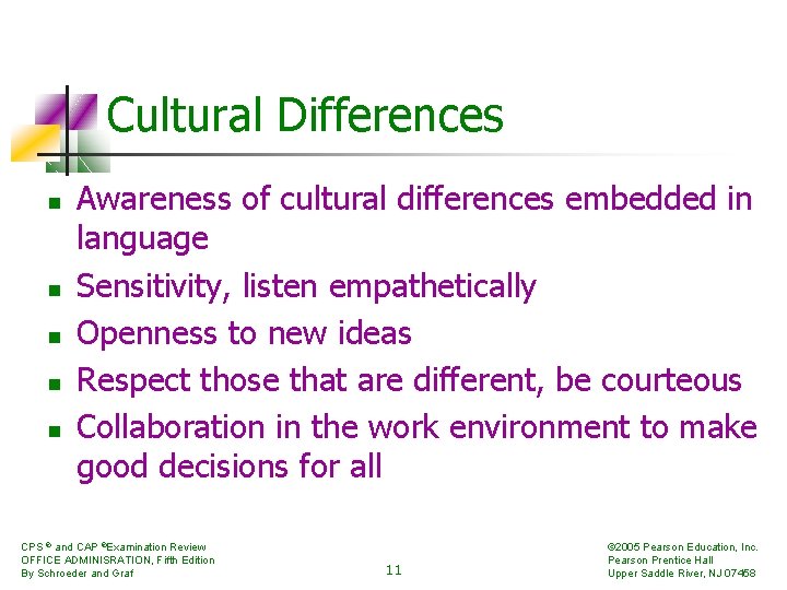 Cultural Differences n n n Awareness of cultural differences embedded in language Sensitivity, listen