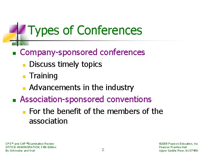 Types of Conferences n Company-sponsored conferences n n Discuss timely topics Training Advancements in