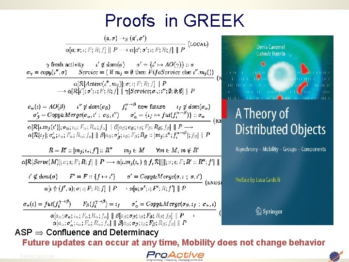 Proofs in GREEK ASP Confluence and Determinacy Future updates can occur at any time,