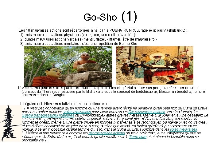 Go-Sho (1) Les 10 mauvaises actions sont répertoriées ainsi par le KUSHA RON (Ouvrage