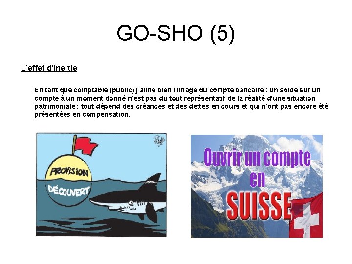 GO-SHO (5) L’effet d’inertie En tant que comptable (public) j’aime bien l’image du compte