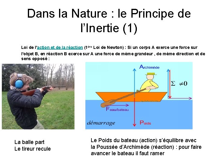 Dans la Nature : le Principe de l’Inertie (1) Loi de l'action et de