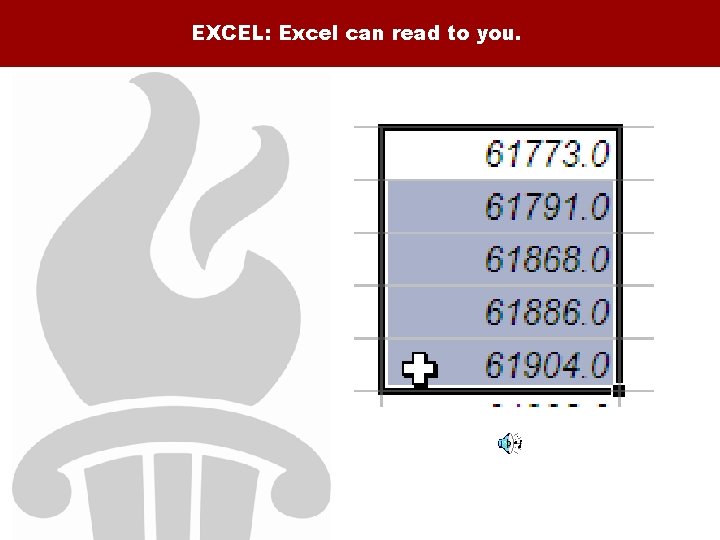 EXCEL: Excel can read to you. 