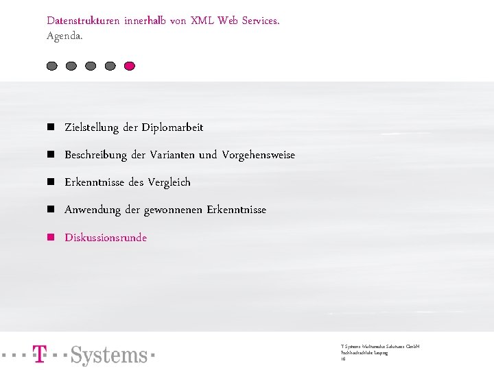 Datenstrukturen innerhalb von XML Web Services. Agenda. n Zielstellung der Diplomarbeit n Beschreibung der