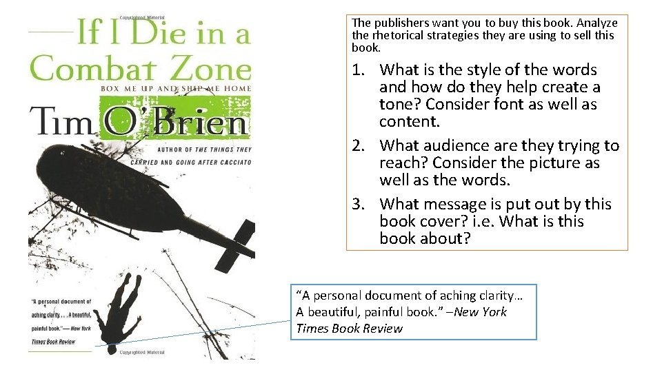 The publishers want you to buy this book. Analyze the rhetorical strategies they are