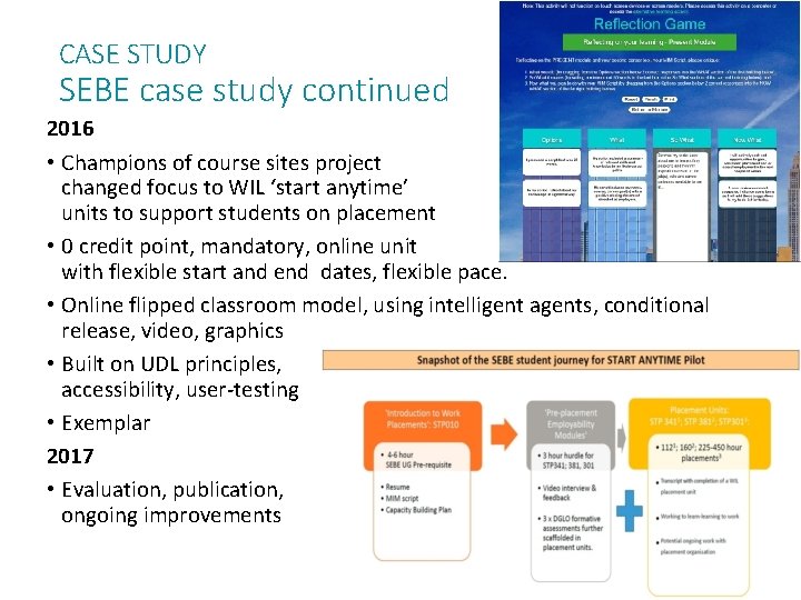 CASE STUDY SEBE case study continued 2016 • Champions of course sites project changed