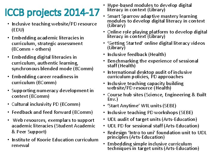  • Hype-based modules to develop digital literacy in context (Library) • Smart Sparrow