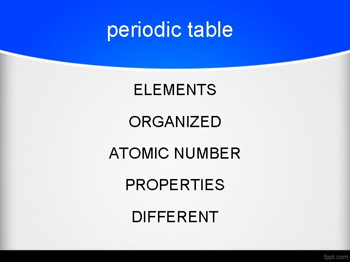 periodic table ELEMENTS ORGANIZED ATOMIC NUMBER PROPERTIES DIFFERENT 