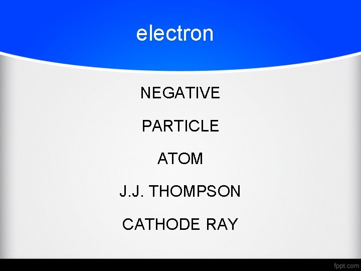 electron NEGATIVE PARTICLE ATOM J. J. THOMPSON CATHODE RAY 