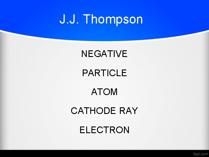 J. J. Thompson NEGATIVE PARTICLE ATOM CATHODE RAY ELECTRON 