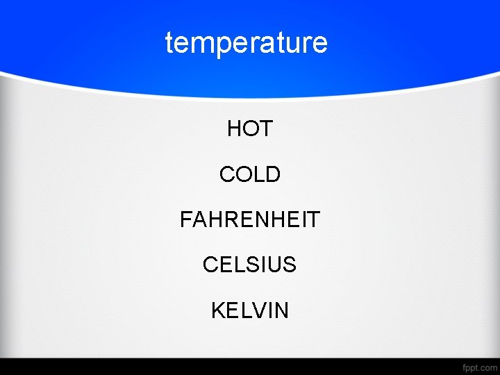 temperature HOT COLD FAHRENHEIT CELSIUS KELVIN 