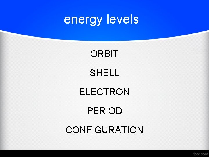 energy levels ORBIT SHELL ELECTRON PERIOD CONFIGURATION 