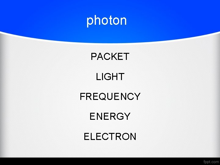 photon PACKET LIGHT FREQUENCY ENERGY ELECTRON 